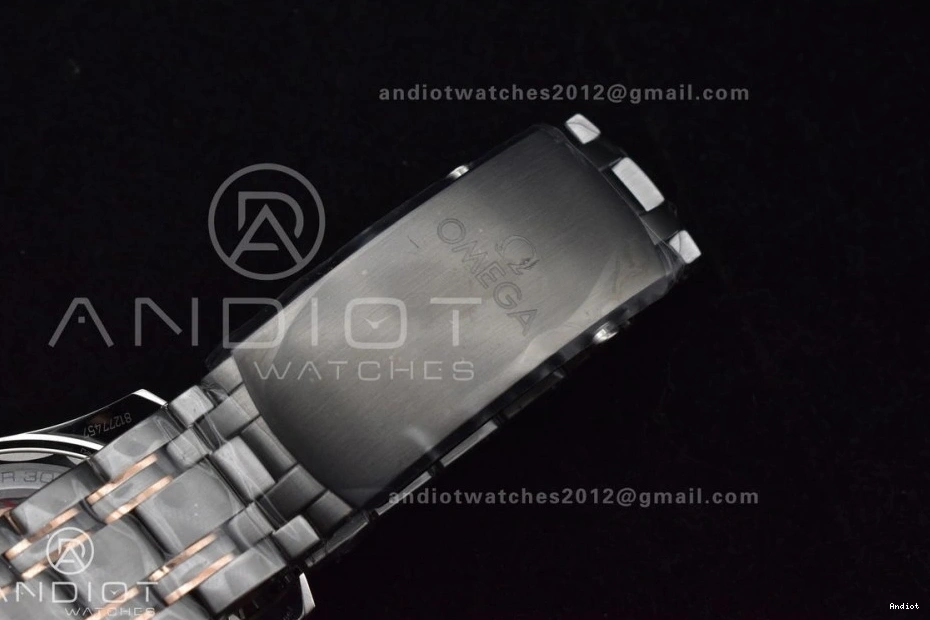 Best 1:1 SS RG SS on Black Strap 300m Edition OMF Chrono Dial A9900 Seamaster 1223